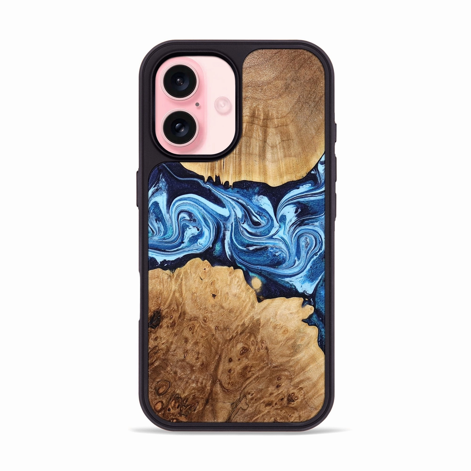 Iphone 16 Wood Phone Case - Tricia (Blue, 779468) HD Screen Protector