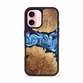Iphone 16 Wood Phone Case - Tricia (Blue, 779468) HD Screen Protector