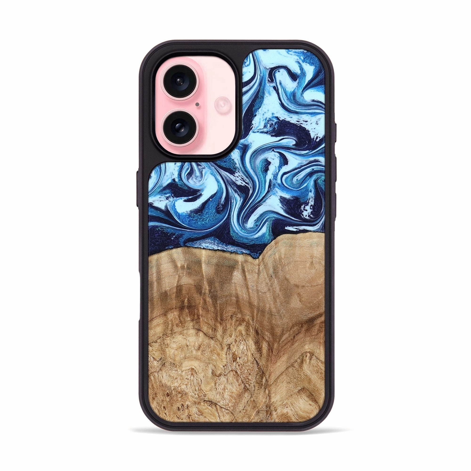 Iphone 16 Wood Phone Case - Trina (Blue, 781148) Screen Defense