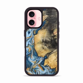 Iphone 16 Wood Phone Case - Truett (Teal & Gold, 781695) Screen Guard Anti Spy