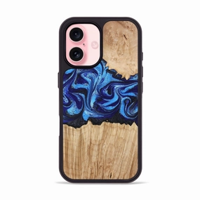 Anti Dust Film Anti Dust Iphone 16 Wood Phone Case - Vera (Blue, 776673)