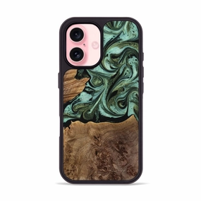 Iphone 16 Wood Phone Case - Wayne (Green, 771396) Anti Fog