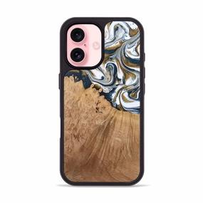 Iphone 16 Wood Phone Case - Wendi (Black & White, 773556) Anti Scratch Screen