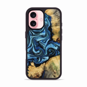 Iphone 16 Wood Phone Case - Wilfred (Blue, 778375) Anti Shock Film