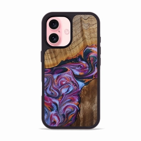 Iphone 16 Wood Phone Case - Zaniyah (Blue, 771666) Privacy Screen Tempered Screen Protector
