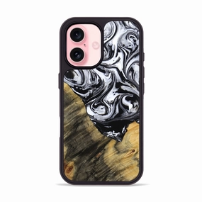 Iphone 16 Wood Phone Case - Zev (Black & White, 770198) Anti Static