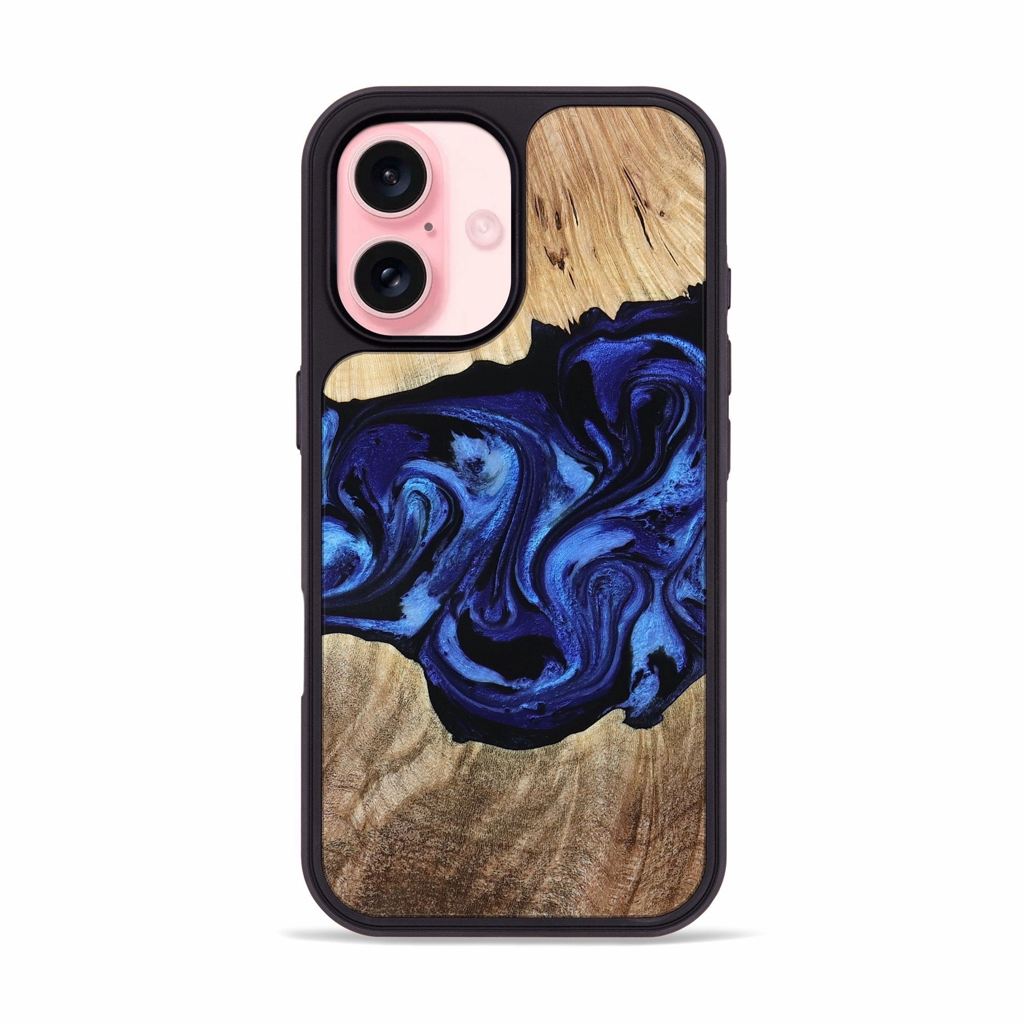 Anti Finger Mark Film Iphone 16 Wood Phone Case - Zhuri (Blue, 780087)