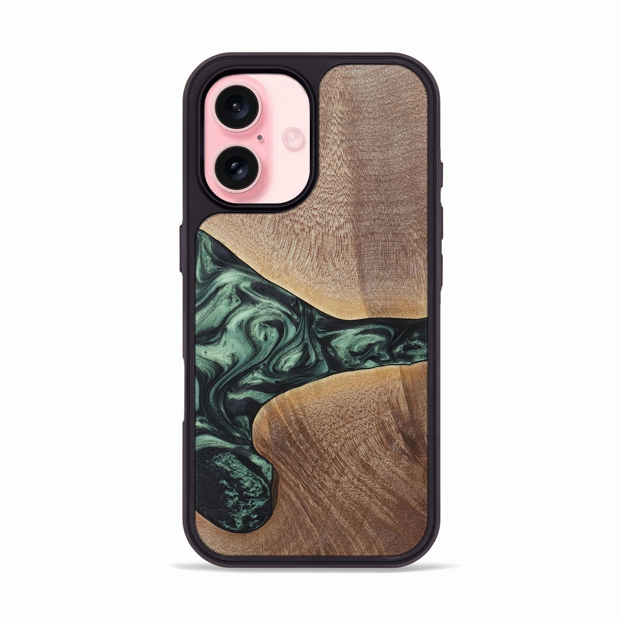 Iphone 16 Wood Resin Phone Case - Brent (Green, 717587) Self Healing