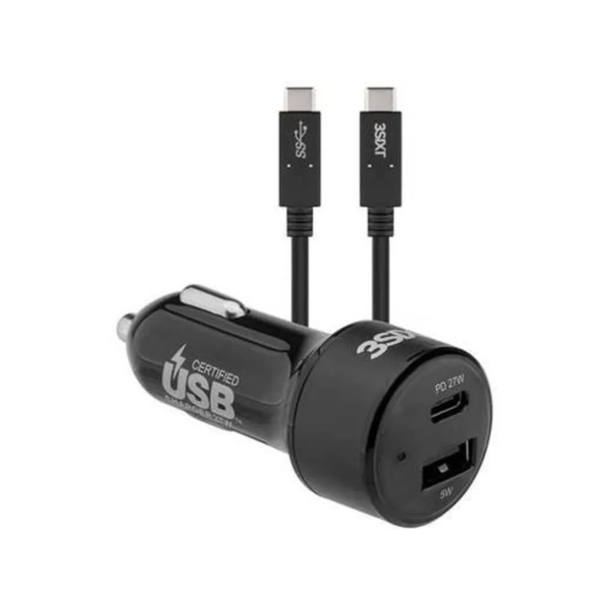 3Sixt Car Charger 27W Usb-C Pd   Usb-C/C Cable 1M Portable Power Travel Charger