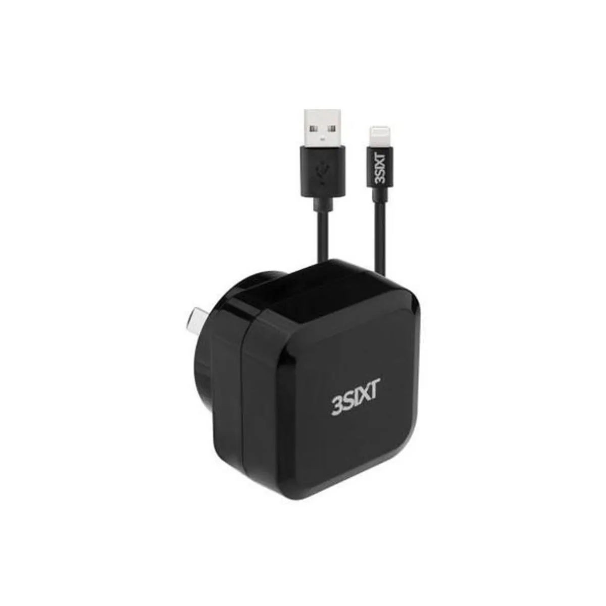Smart IC Chip 3Sixt Wall Charger Au 4.8A   Lightning Cable 1M - Black