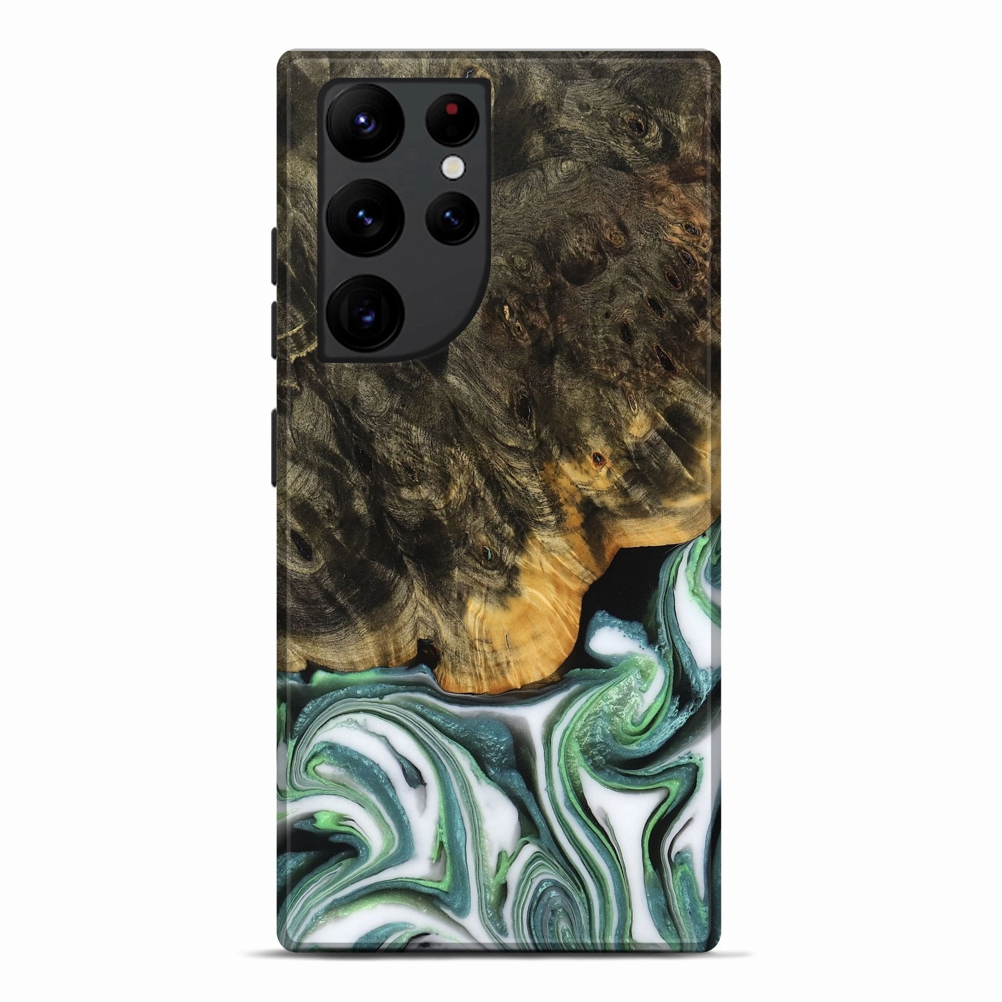 Galaxy S22 Ultra Wood Live Edge Phone Case - Rodney (Green, 759932) High Transparency Fingerprint Shield