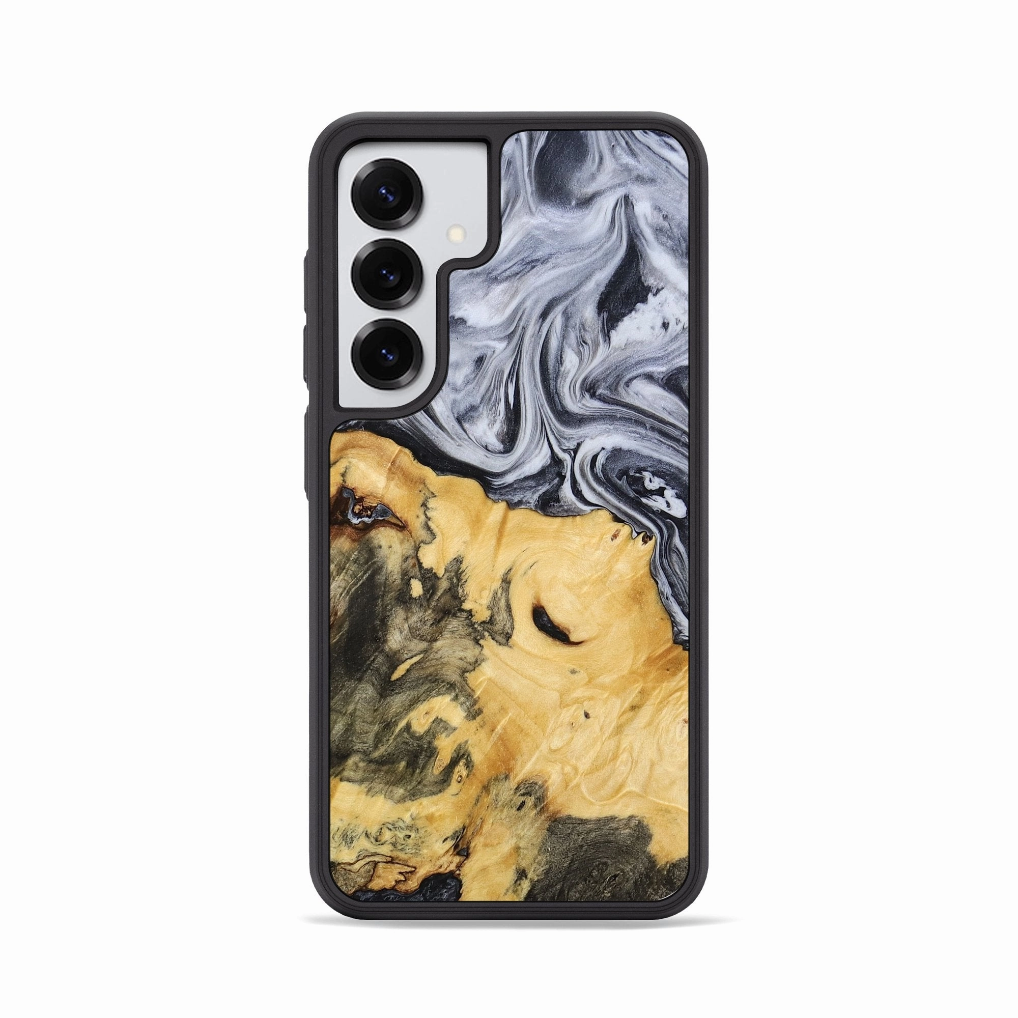 High Transparency Shock Absorption Galaxy S25 Wood Phone Case - Rosanna (Black & White, 768103)