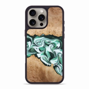 Iphone 16 Pro Max Wood Phone Case - Dalton (Green, 773384) Anti Fingerprint Coating