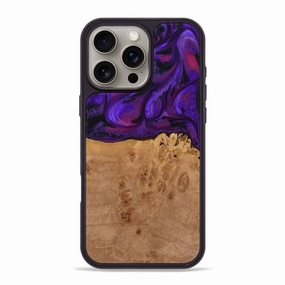 Iphone 16 Pro Max Wood Phone Case - Oren (Purple, 772351) Scratch Resistant Anti Blue Light