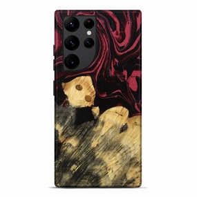 Easy Installation Shock Proof Film Galaxy S22 Ultra Wood Live Edge Phone Case - Kadeem (Red, 782005)