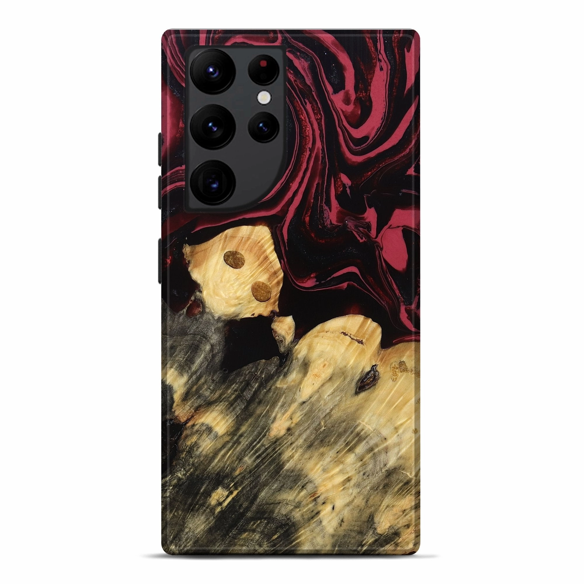 Easy Installation Shock Proof Film Galaxy S22 Ultra Wood Live Edge Phone Case - Kadeem (Red, 782005)