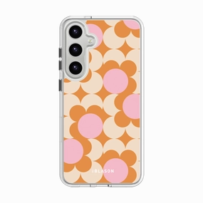 Galaxy S24 Plus Halo Magsafe Cute Phone Case - Orange Retro Geometric Fingerprint Resistant Screen
