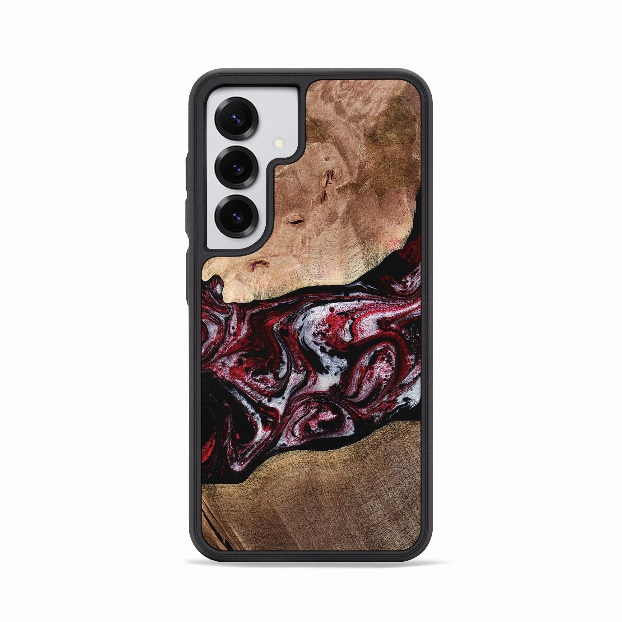 Scratch Proof Glass Galaxy S25 Wood Phone Case - Shantel (Red, 767943)