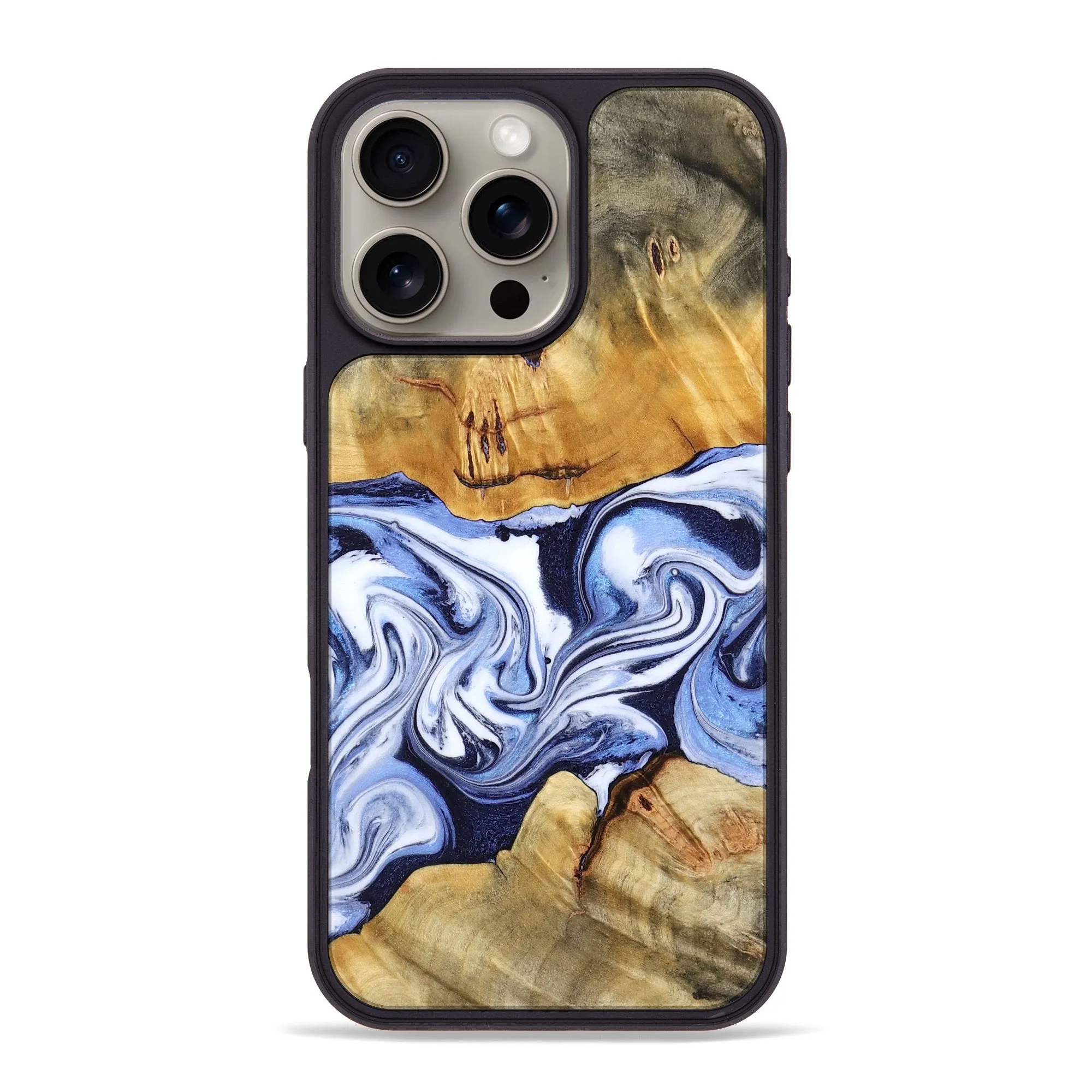 Fingerprint Repellent Impact Resistant Iphone 16 Pro Max Wood Phone Case - Oswaldo (Blue, 777630)