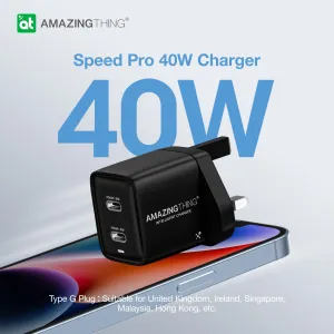 USB Adapter Charging Efficiency Speed Pro Dual Usb-C Ports Wall Charger Pd 40W