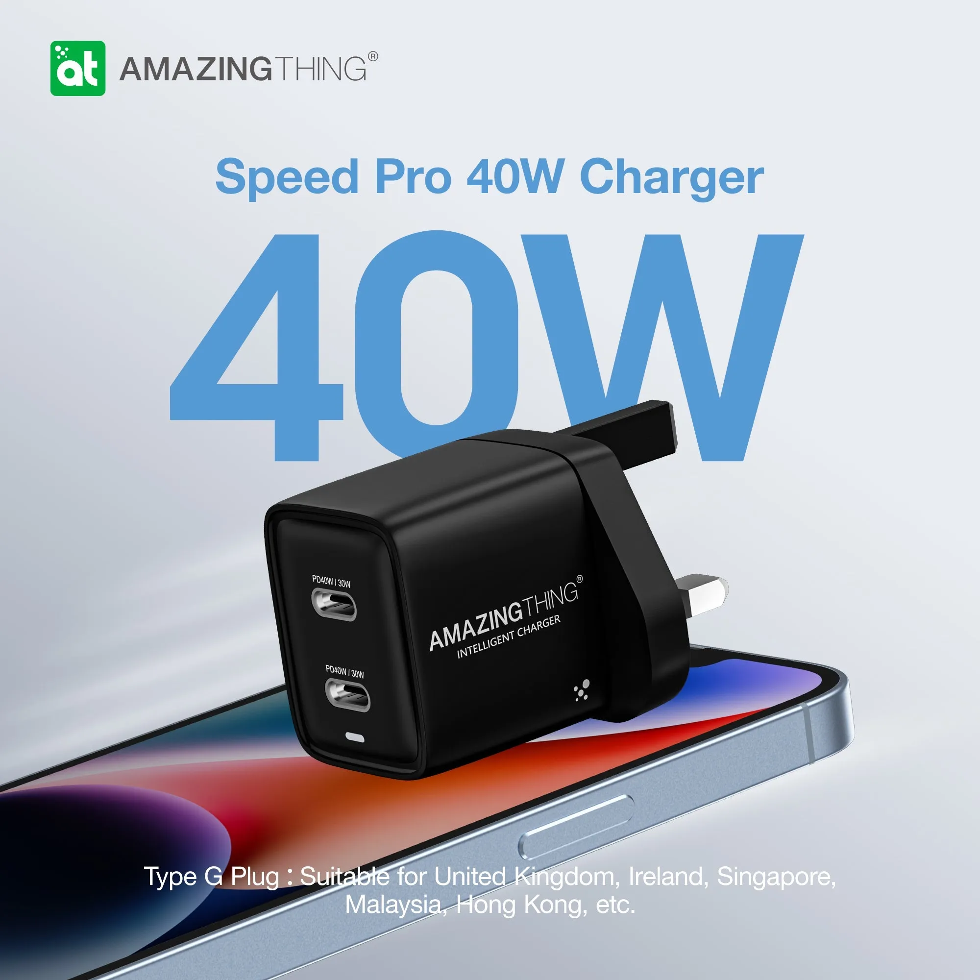 USB Adapter Charging Efficiency Speed Pro Dual Usb-C Ports Wall Charger Pd 40W