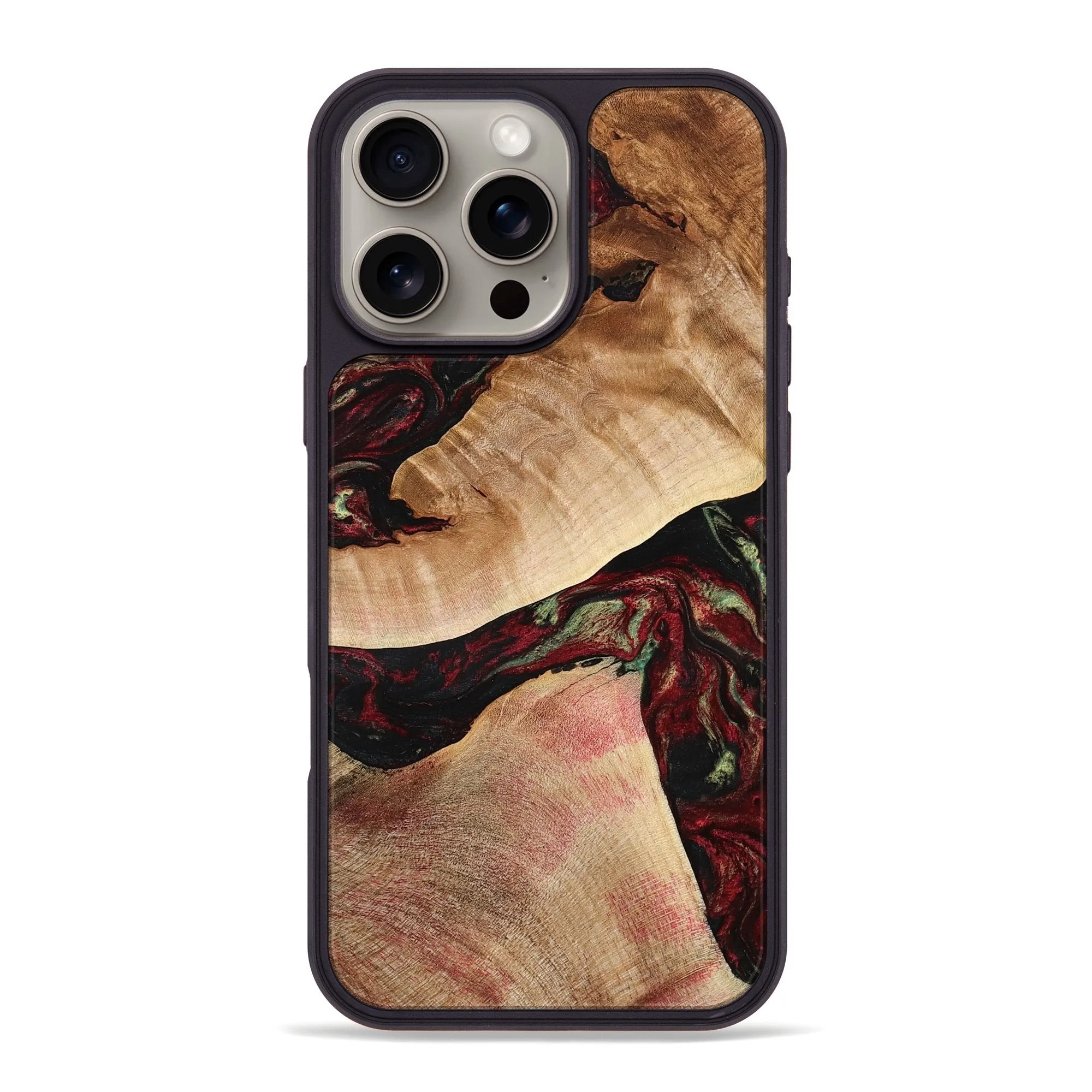 Iphone 16 Pro Max Wood Phone Case - Solomon (Red, 777780) Anti Yellowing Film