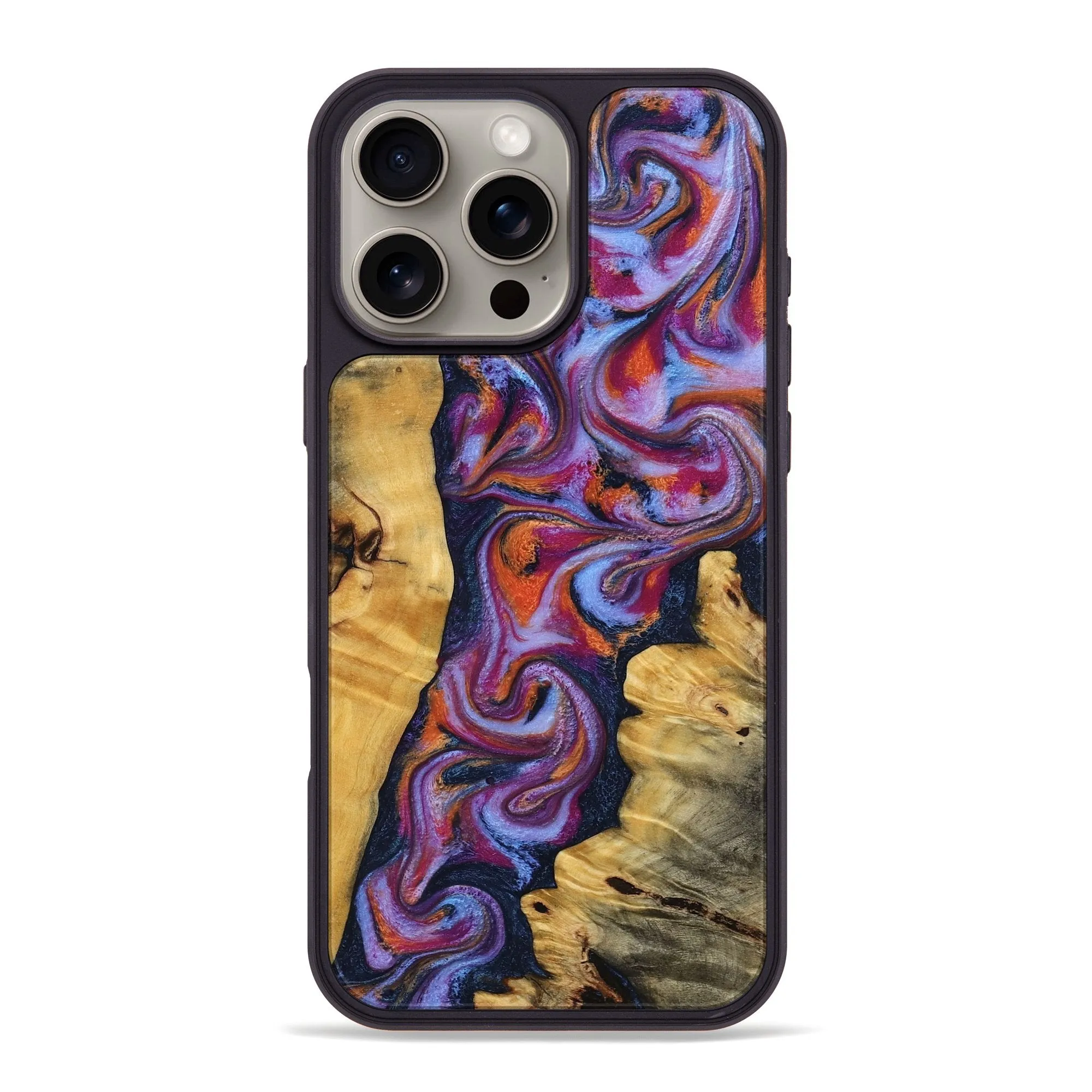 Iphone 16 Pro Max Wood Phone Case - Pattie (Blue, 778674) Fingerprint Repellent Smooth Touch Film