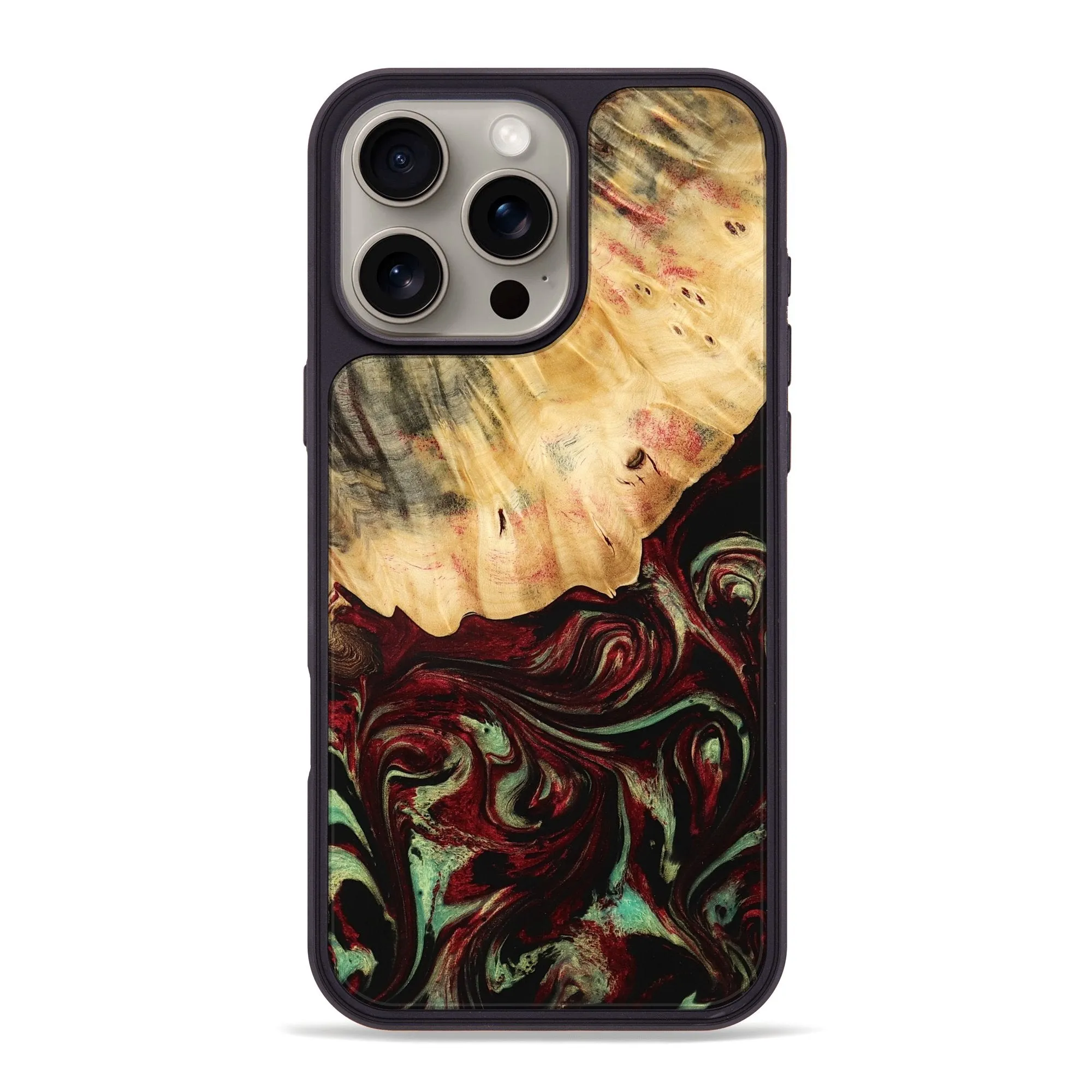 Iphone 16 Pro Max Wood Phone Case - Daquan (Red, 775686) Screen Guard