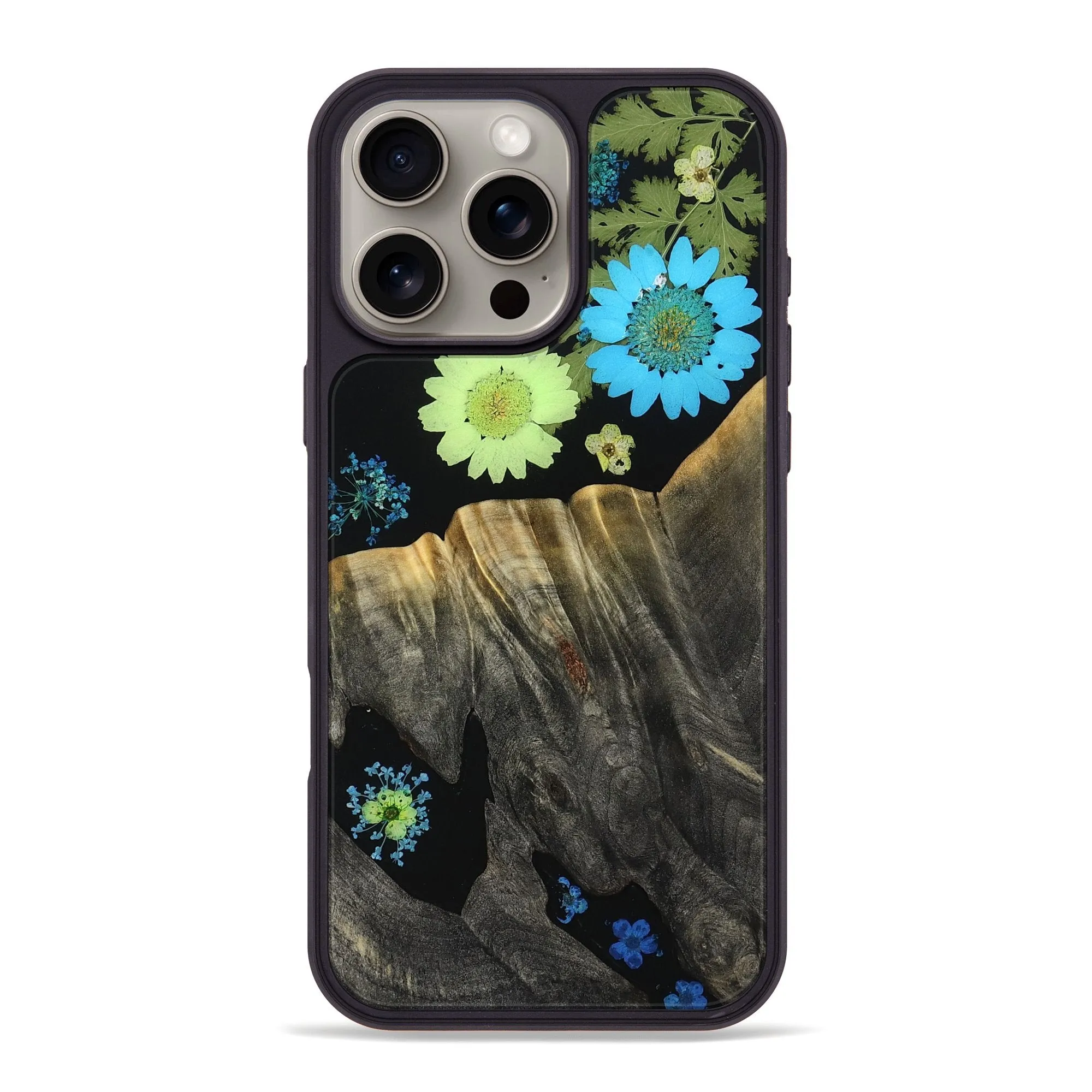 Shock Proof Film Edge to Edge Protection Iphone 16 Pro Max Wood Phone Case - Maggie (Bloom, 781608)