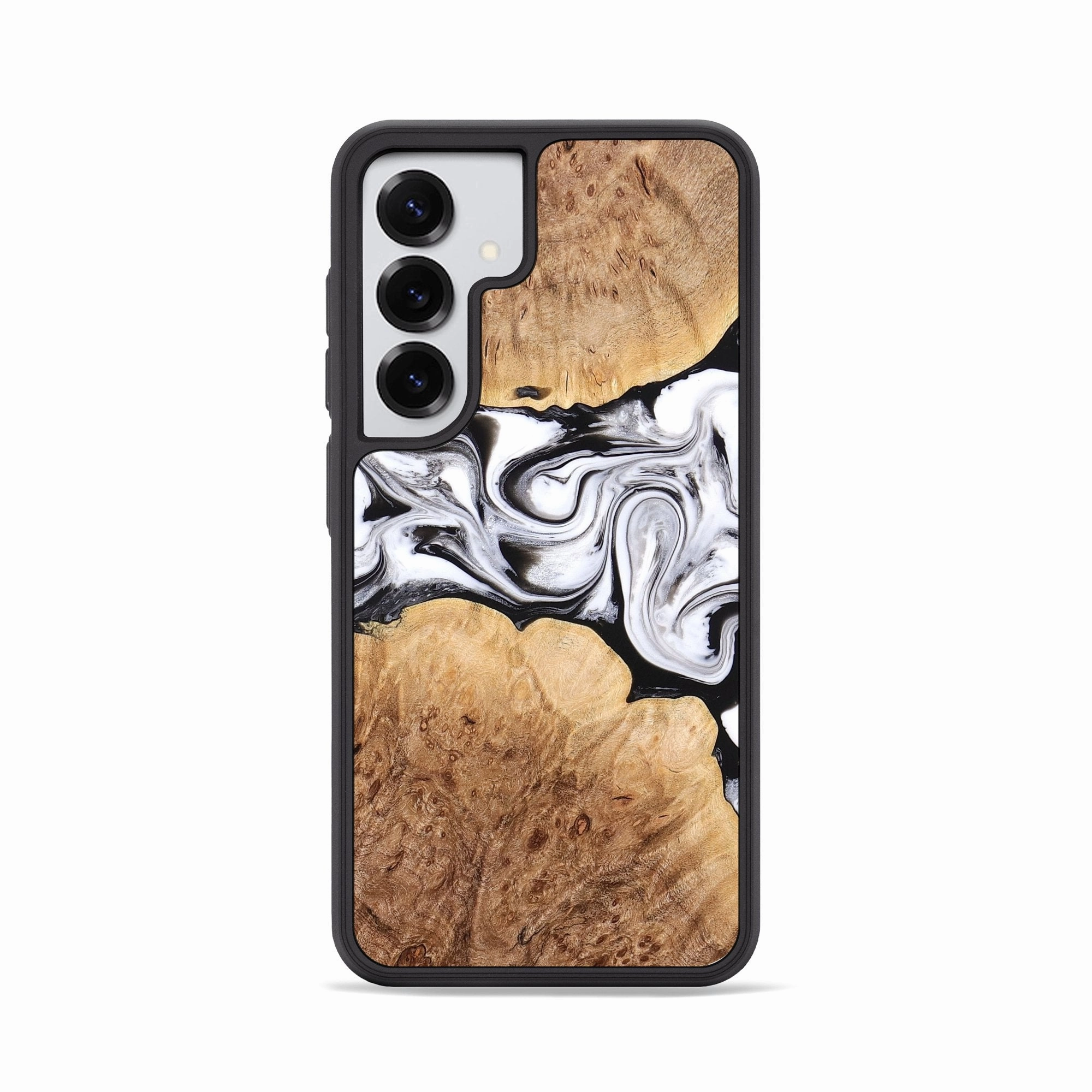 Scratch Resistant Coating Drop Protection Galaxy S25 Wood Phone Case - Rishi (Black & White, 776332)