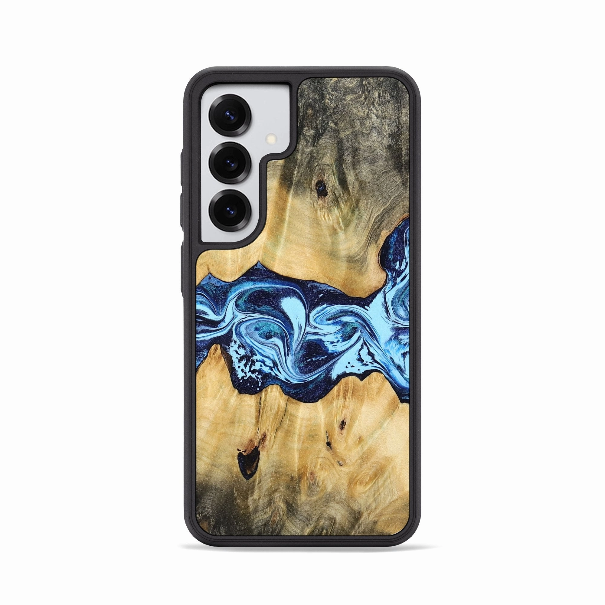Galaxy S25 Wood Phone Case - Rosalie (Blue, 765329) Rounded Edges