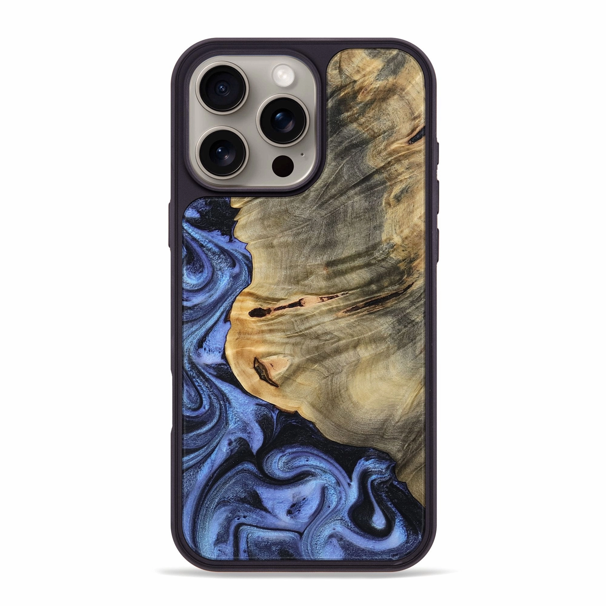 Edge Protection Iphone 16 Pro Max Wood Phone Case - Dan (Blue, 772197)