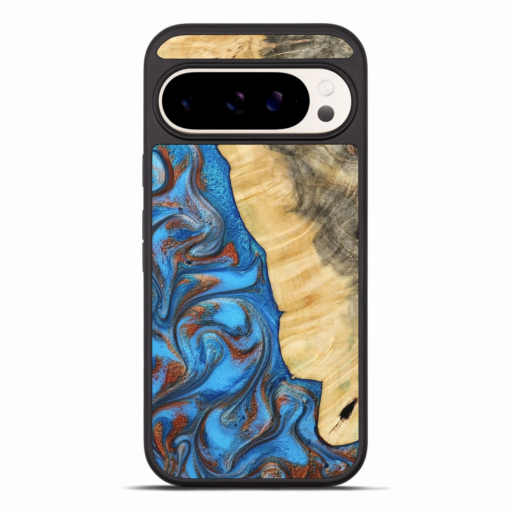 Smooth Touch Fingerprint Resistant Pixel 10 Pro Xl Wood Phone Case - Elina (Teal & Gold, 779626)