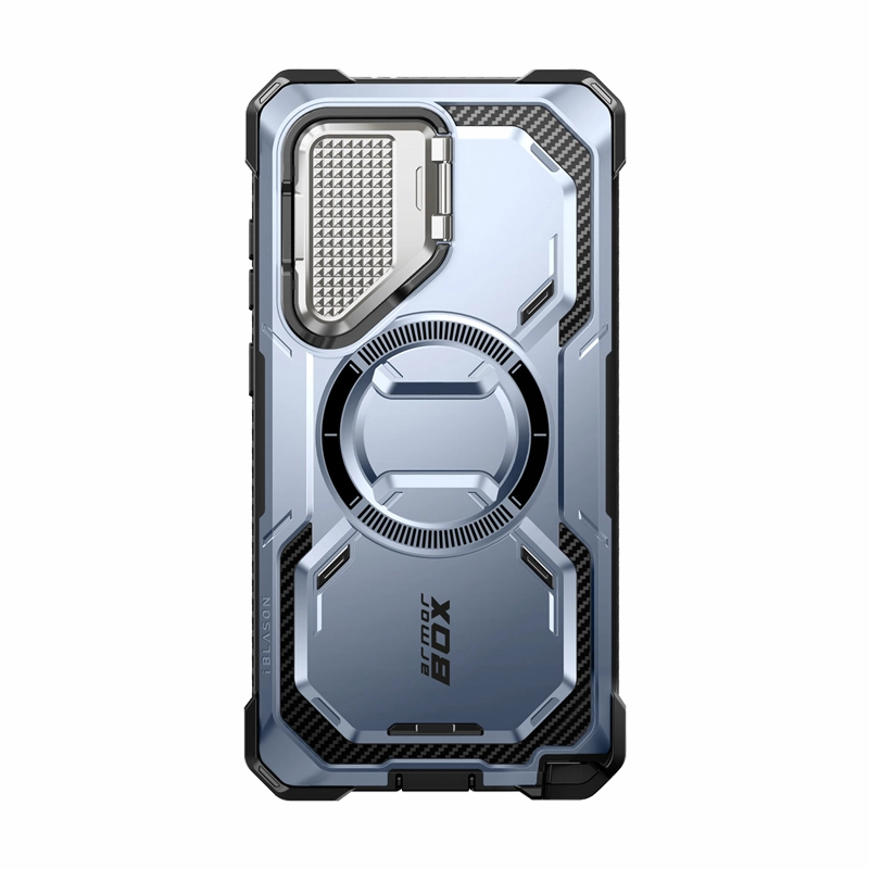 Smooth Touch Galaxy S24 Ultra Armorbox Protective Phone Case - Metallic Blue
