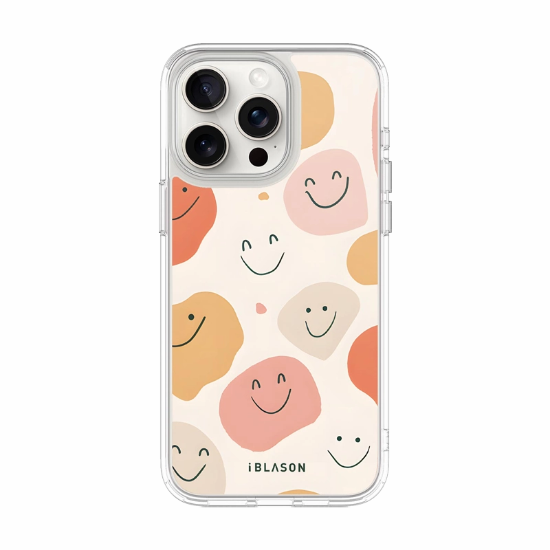 Anti Shock Screen Iphone 15 Pro Halo Magsafe Cute Phone Case - Happy