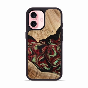Iphone 16 Wood Phone Case - Loren (Red, 777994) Anti Fog