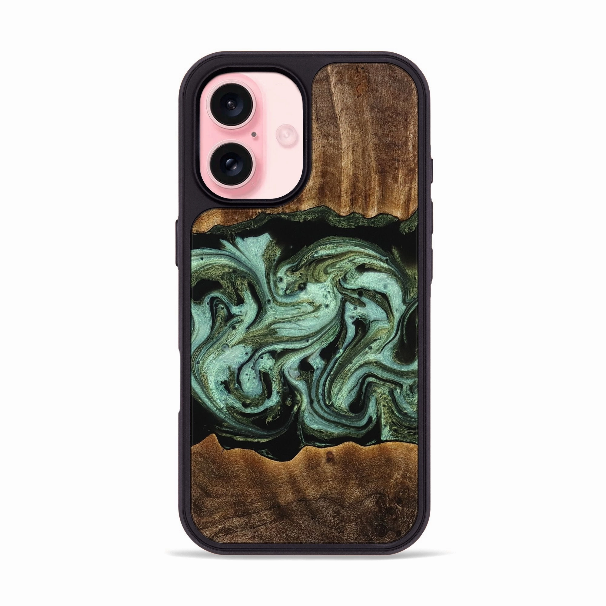 Iphone 16 Wood Phone Case - Yusuf (Green, 770992) Anti Reflection