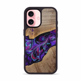 Anti Dust Film Anti Glare Iphone 16 Wood Phone Case - Jamila (Purple, 772818)