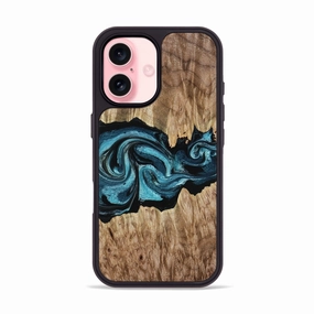 Protective Screen Edge to Edge Protection Iphone 16 Wood Phone Case - Ronin (Blue, 779466)