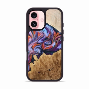 Fingerprint Repellent Iphone 16 Wood Phone Case - Aries (Blue, 775105)