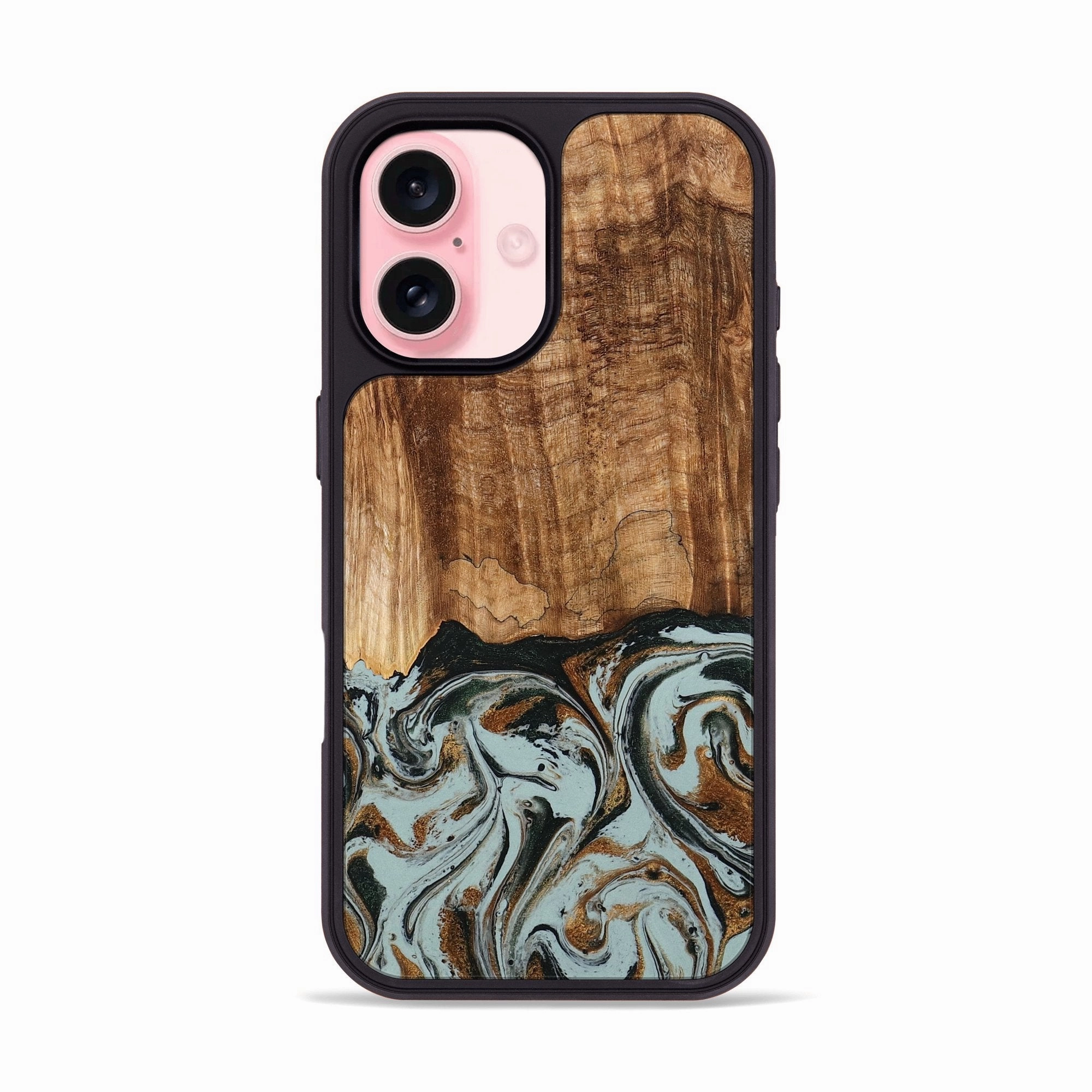 Iphone 16 Wood Phone Case - Osman (Green, 778654) Protective Cover Anti Glare Film