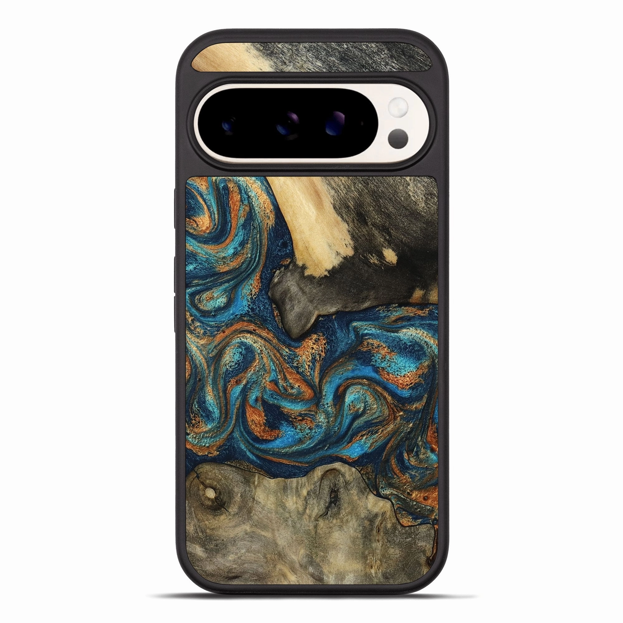 Pixel 10 Pro Xl Wood Phone Case - Johnna (Teal & Gold, 781673) Impact Resistant