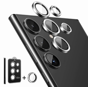 Tempered Glass Camera Lens Protector For Galaxy S23 Ultra-Silver Drop Protection Anti Fingerprint Film