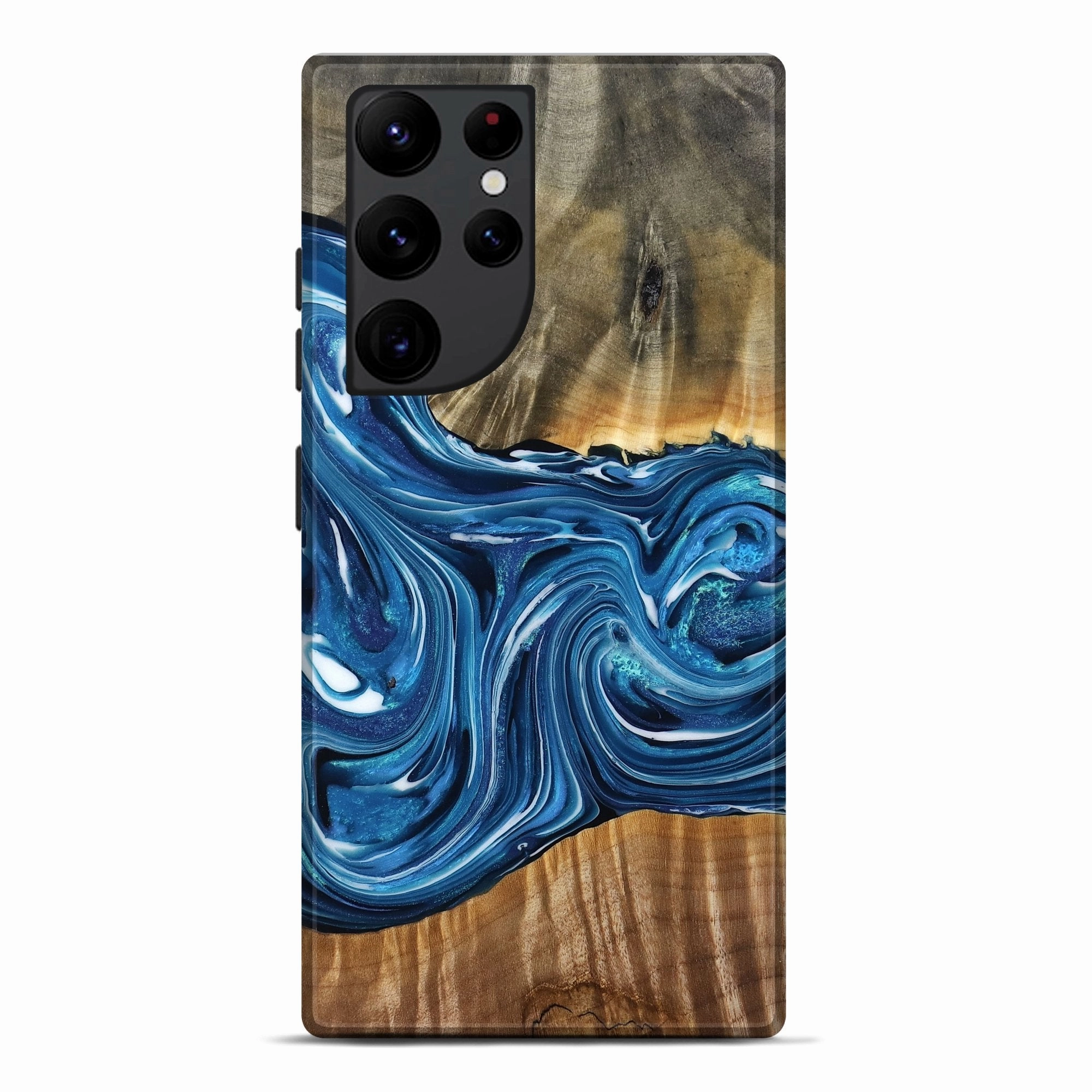 Galaxy S22 Ultra Wood Live Edge Phone Case - Aila (Blue, 777367) Anti Finger Mark Film