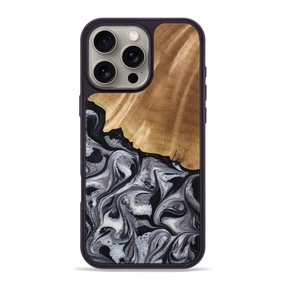 Iphone 16 Pro Max Wood Phone Case - Antone (Black & White, 774925) Anti Fingerprint Film Anti Scratch Coating