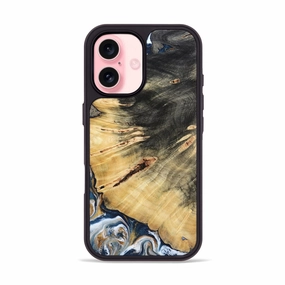 Ultra Clear Anti Glare Film Iphone 16 Wood Phone Case - Victor (Teal & Gold, 781675)