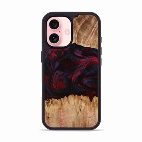 Water Resistant Anti Fingerprint Film Iphone 16 Wood Phone Case - Ernst (Red, 773299)