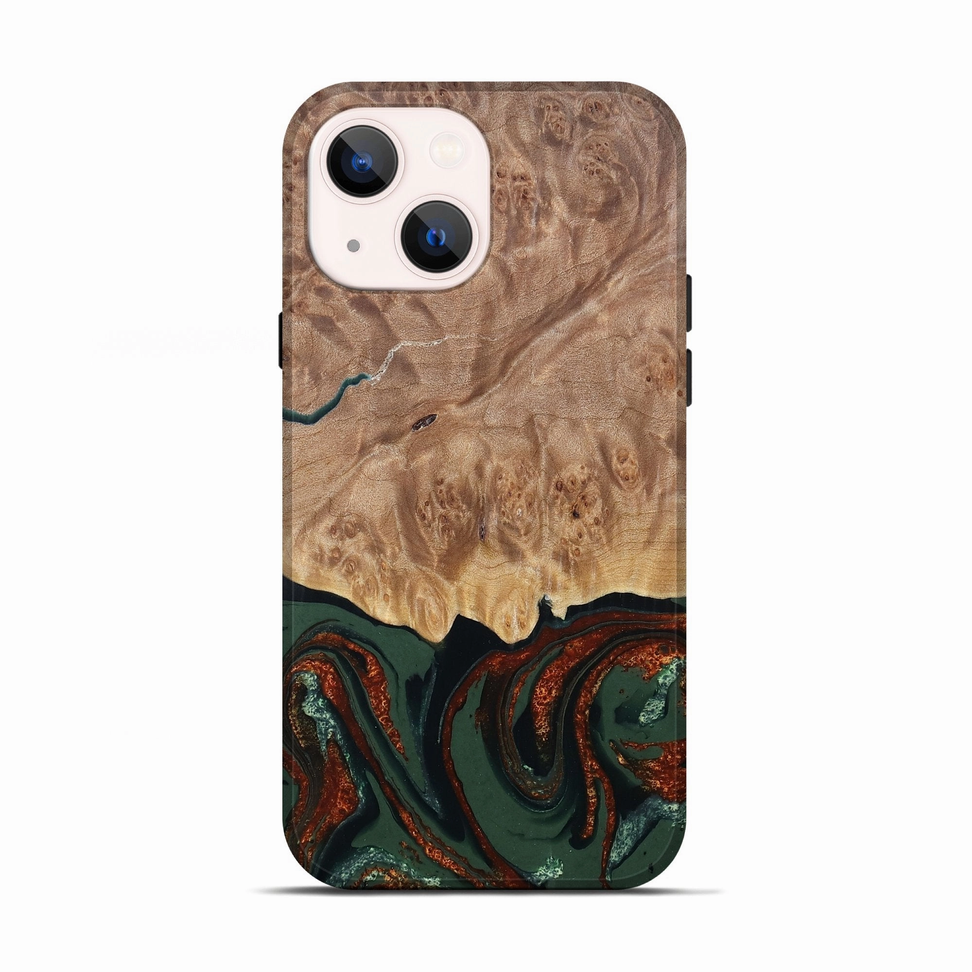 Iphone 13 Wood Live Edge Phone Case - Jaylee (Green, 781018) HD Screen Protector