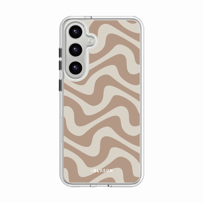 Rounded Edges Case Friendly Galaxy S24 Halo Magsafe Cute Phone Case - Brown Retro Swirl