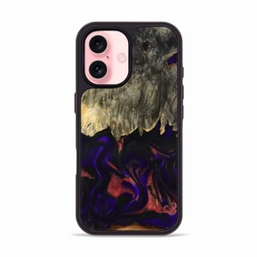 Iphone 16 Wood Phone Case - Kiara (Purple, 781108) Edge Protection
